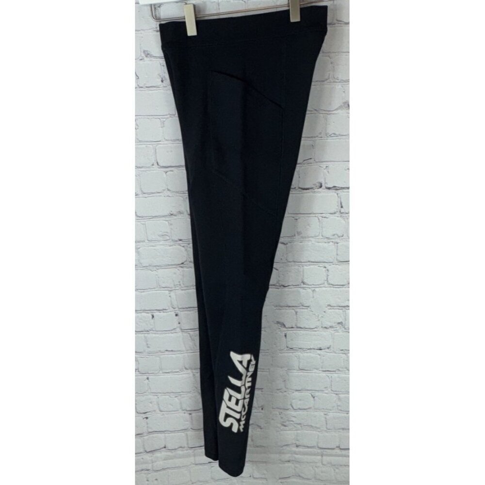 STELLA MCCARTNEY Navy Logo-print Scuba Tech Leggings Size 40/6-8 Small Pockets - Picture 9 of 12